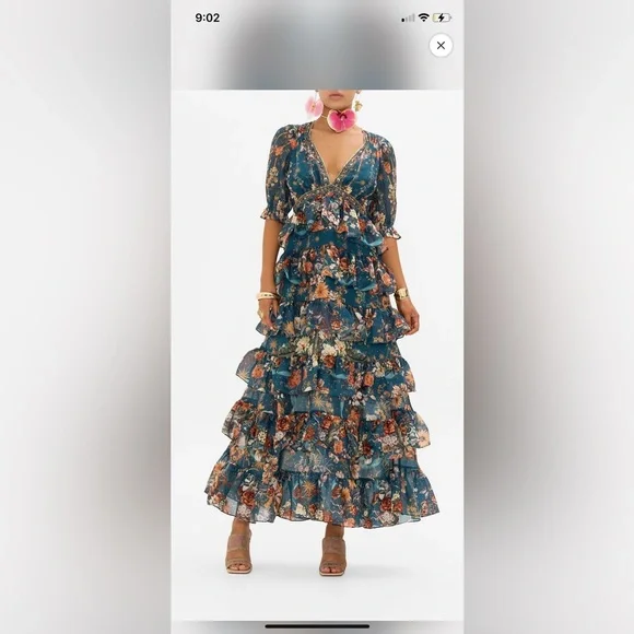 chinese dress ladies The Floral Freefall Long Button Front Dress